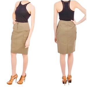 Lafayette 148 New York Cotton Twill Knee Length Cargo Skirt Plus Sz16 US